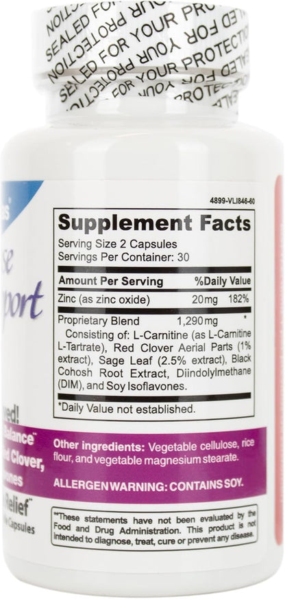 DrFormulas Menopause Supplement for Hot Flashes, Night Sweats Relief, and Support with DIM, Black Cohosh, Soy Isoflavones, and Red Clover (60 Vegetarian Capsules)