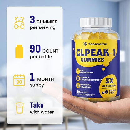 GLP-1, GLP-1 Supplement for Women & Men, Natural GLP 1 Gummies with Berberine, Akkermansia Probiotic, for GLP1 Levels, Metabolism*, lmmune, Energy, Gut & Digestion, No Sugar, 90 Gummies