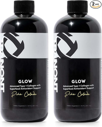 Tranont Glow Liquid Collagen for Women | Multi Collagen Peptides with Hyaluronic Acid & Biotin | Hair, Skin & Nail Support | Hydrolyzed Collagen Shot | Piña Colada | 30 fl oz