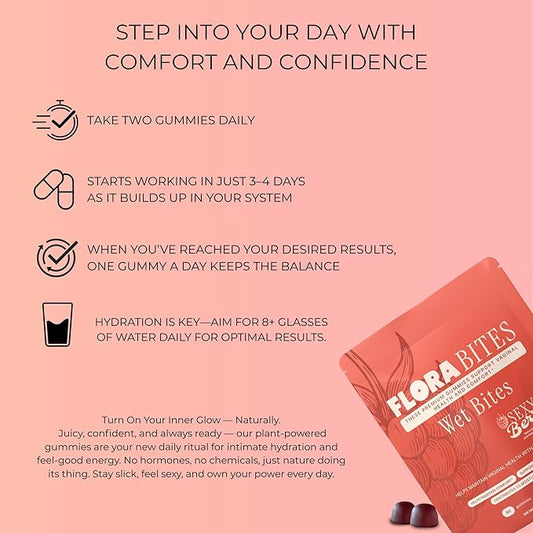 – Vaginal Dryness Gummies | Vaginal Moisturizer for Women, Feminine Care with Slippery Elm Bark & Mixed Berries | Sugar-Free, Blueberry Flavor, Vegan, 60 Count
