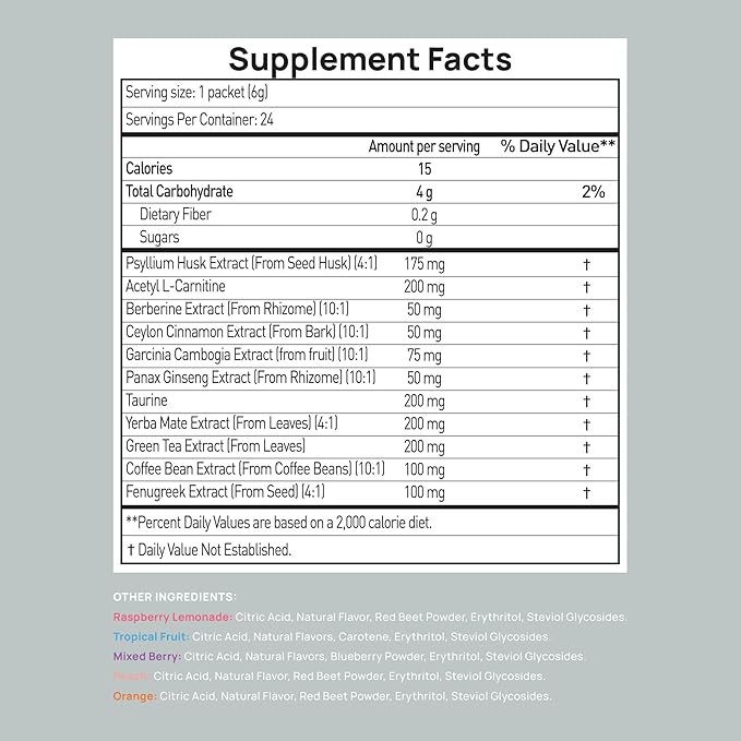 GLP-1 Supplement | Natural GLP-1 Production | GLP 1 Booster Drink Mix to Control Appetite and Cravings | Great Tasting Metabolic Support - Yerba Mate, Garcinia Cambogia, Berberine [Variety, 30ct]