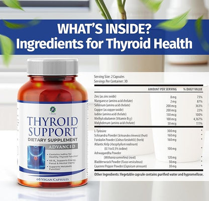 1 Body Thyroid Support Supplement, 90-Day Supply, 3 Pack with B12, Iodine, Zinc, Selenium, Ashwagandha, Non-GMO Vegetarian Formula
