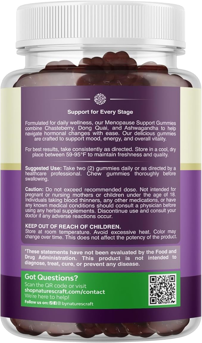 Womens Menopause Gummies with Dong Quai - Menopause Vitamins for Women with Ashwagandha - Holistic Support for Hot Flashes Night Sweats and Mood Swings - Pre & Post Supplements - 60 Count
