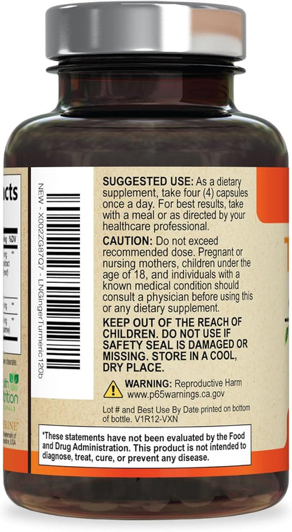 Turmeric Curcumin Supplement - 2200mg Curcumin Complex & 400mg Organic Ginger per Serving - 95% Curcuminoids & BioPerine Black Pepper for Best Absorption & Joint Support, Bottled in USA - 120 Capsules