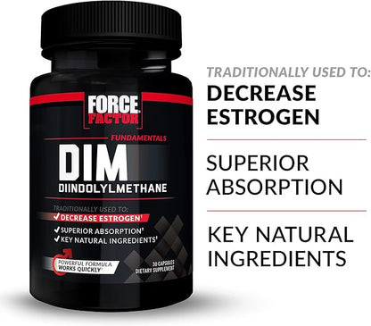 Force Factor DIM, 3-Pack, Pills to Decrease Estrogen in Men, Diindolylmethane Supplement with Key Natural Ingredients and Superior Absorption, Diindolylmethane 300mg, Works Fast, 90 Capsules