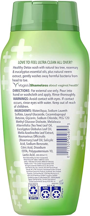 Vagisil Feminine Wash for Intimate Area Hygiene, Healthy Detox, All Over Body Wash for Women, Gynecologist Tested, Hypoallergenic and pH Balanced, 12 Fl Oz (Pack of 3)
