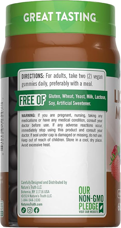 Nature's Truth Lion's Mane Gummies for Adults | 60 Count | Mixed Berry Flavor | Vegan, Non-GMO, & Gluten Free Supplement