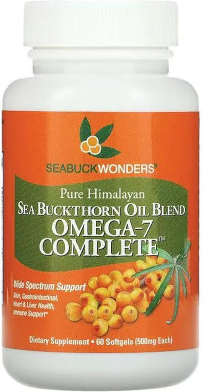 SeabuckWonders Organic Sea Buckthorn Oil Omega-7 Complete, 60 Softgels, 30 Day Supply, with Omega 3, 6 & 9, Supports Hair, Skin & Nails, Overall Health & Wellness
