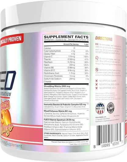 EHP Labs OxyShred Pre Workout Powder - Preworkout Powder with L Glutamine & Acetyl L Carnitine, Energy Boost Drink - Peach Mango, 60 Servings