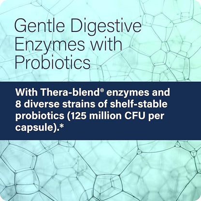 Enzyme Science - Complete Digestion, Full Support for Digestive Health and Help Reducing Gas, Bloating, Indigestion, and Irregularity with 125 Billion CFU Probiotics, Vegetarian, 90 Capsules