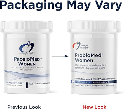 Designs for Health ProbioMed Women - Vaginal Probiotics to Support pH Balance, Vaginal Comfort, Immune Health & Gut Health for Women - Dairy-Free Probiotic (30 Capsules)