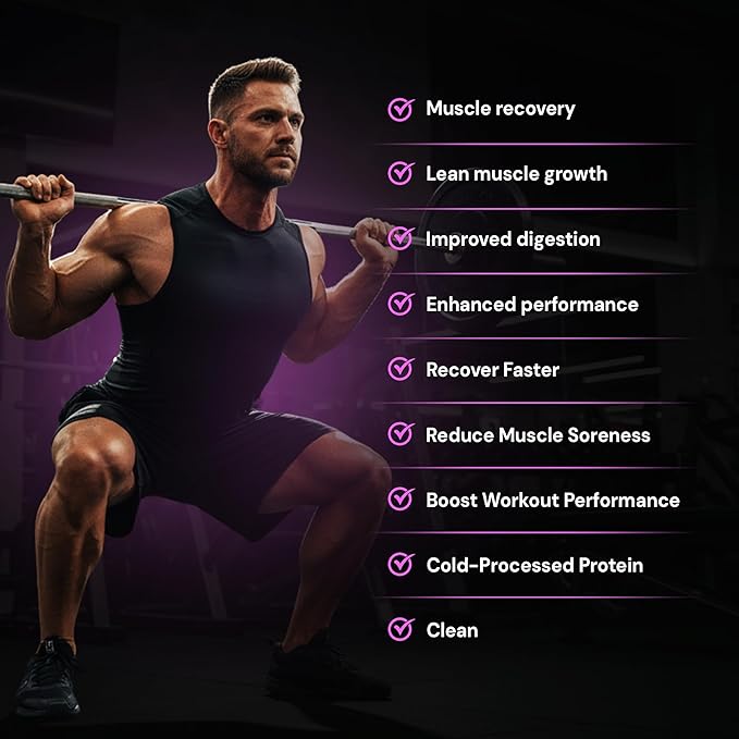 GLO Health Foods Cold-Processed Whey Protein - Vanilla Flavor - 24g Protein per Serving - Whey with Digestive Enzymes & BCAAs - Supports Muscle Growth, Strength & Recovery - 2 LB (28 Servings)