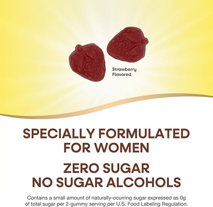 Nature’s Way Alive! Zero Sugar Women's Gummy Multivitamins, Energy Metabolism*, Hair, Skin, Nails*, B-Vitamins, No Sugar Alcohols, Plant-Based Sweeteners, Strawberry Flavored, 80 Gummies