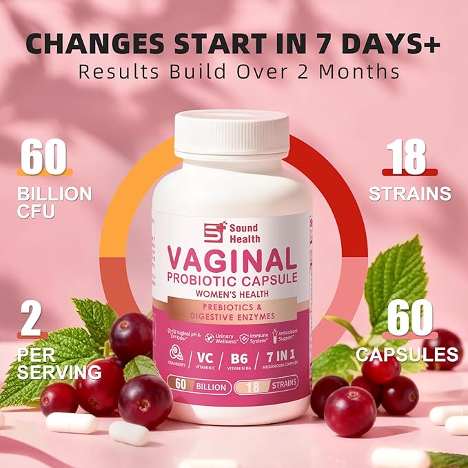Vaginal Probiotics for Women, 60 Billion CFU with Akkermansia Probiotics and Prebiotics Supplement for Vaginigal Health, pH Balance, Moisture, Odor Control, Non-GMO, Third-Party Tested