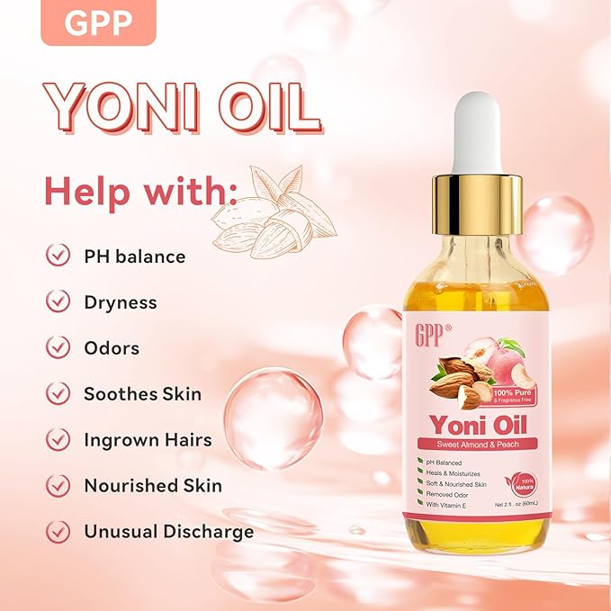 Yoni Oil Wash for Women pH Balance and Wetness, Feminine Oil Ingrown Hair, Nourishing, Moisturizing Formula for All Skin Types, Yoni Care with Vitamin E, Natural Yoni Wash(Peach)