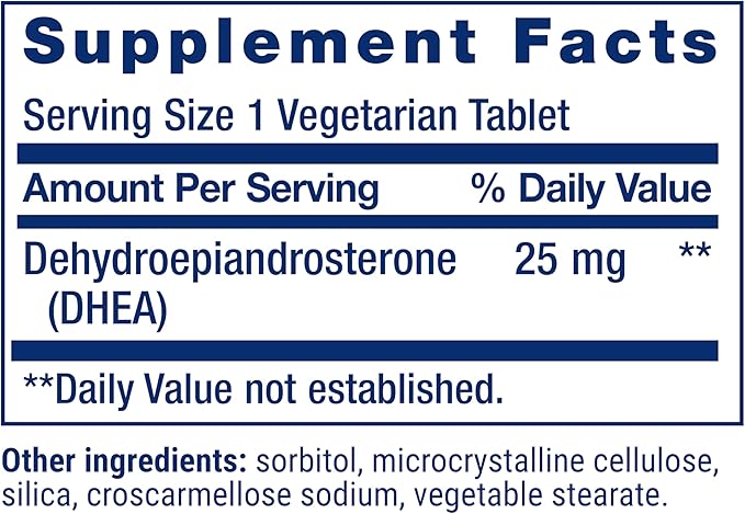 Life Extension DHEA 25 mg – Hormone Balance Supplement, Memory, Muscle Health, Bone Health, Men’s Health, Women’s Health, Gluten-Free, Non-GMO, Vegetarian, 100 Dissolve-in-Mouth Tablets