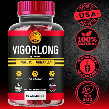 Vigorlong Gummies - Official VigorLongGummies for Men Premium Natural Support, Vigorlong Gummy Maximum Energy Advanced Support Formula for Overall Health & Wellness, 60 Gummies for 1 Month