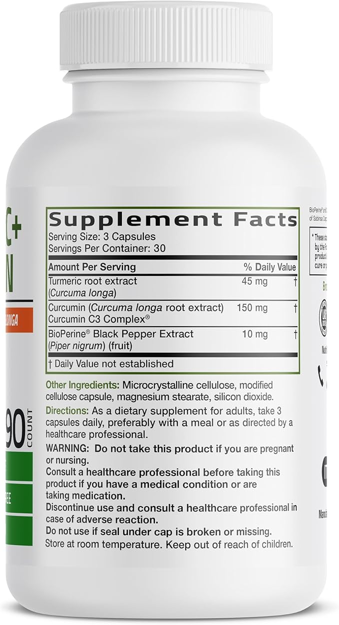 Bronson Turmeric Curcumin Extra Strength - Antioxidant, Joint & Digestion Support with BioPerine, Non-GMO, 90 Vegetarian Capsules