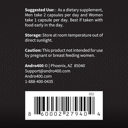 Andro400 Ultra Max T Maximum Strength T-Support Complex – 200:1 Tongkat Ali, ForsLean, & D-Aspartic Acid – Premium Formula for Lean Muscle & Metabolism – 1 Pack, 60 Capsules