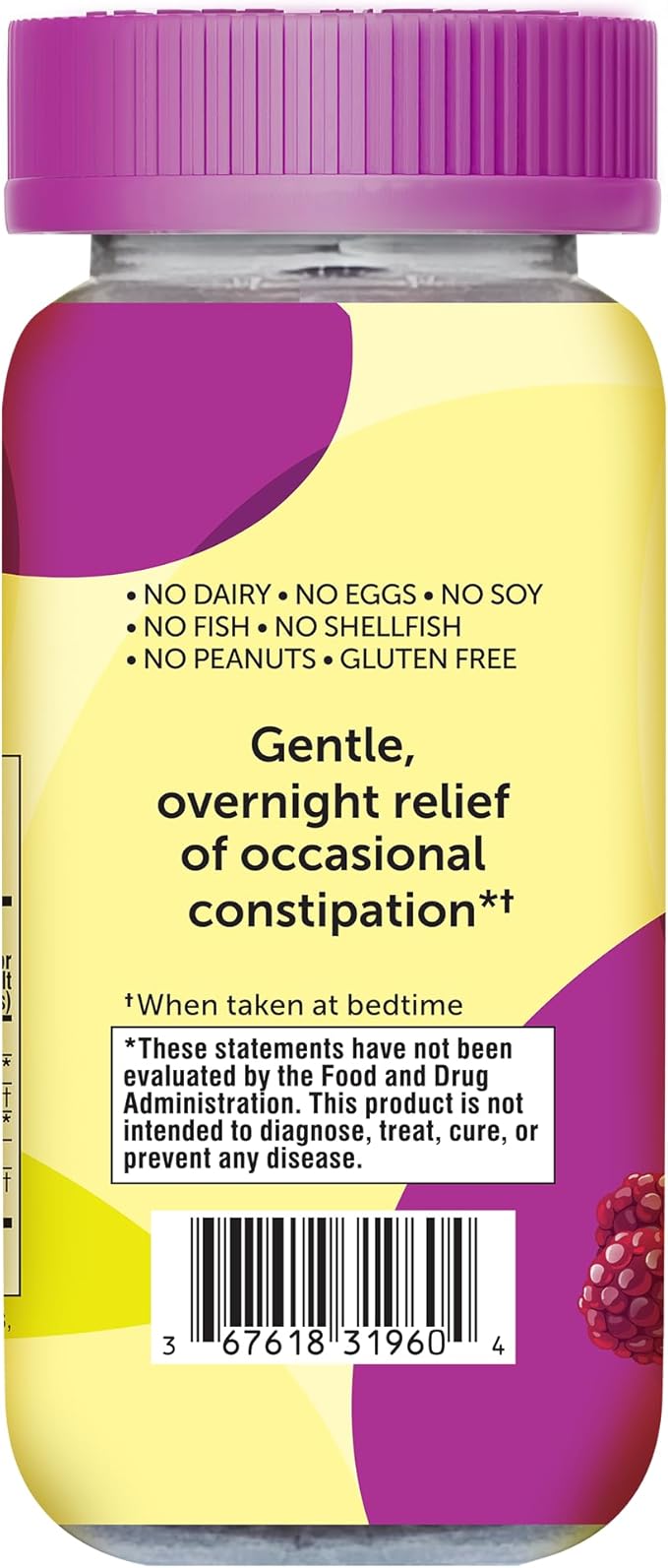 Senokot Dietary Supplement Laxative Gummies for Occasional Constipation Relief, Mixed Berry, 60 Count