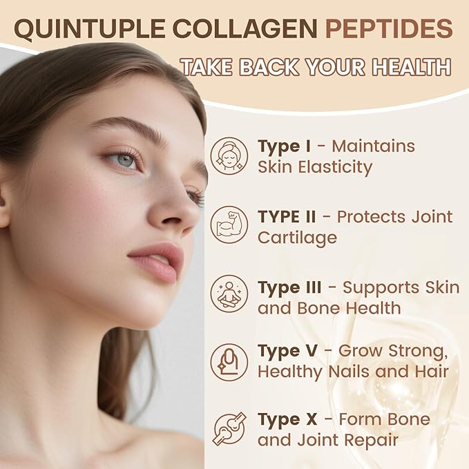 NATURE TARGET Multi Collagen Peptides for Women - Hydrolyzed Collagen Powder with Vitamin C & E - Type I, II, III, V & X Support Skin, Hair & Joint, Vanilla Flavored, 35 Servings