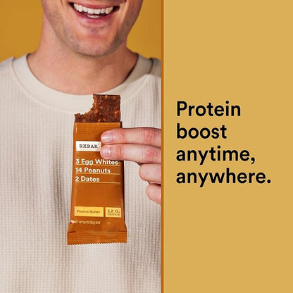 RXBAR Protein Bars, 12g Protein, Gluten Free Snacks, Snack Bars, Peanut Butter, 22oz Box (12 Count)