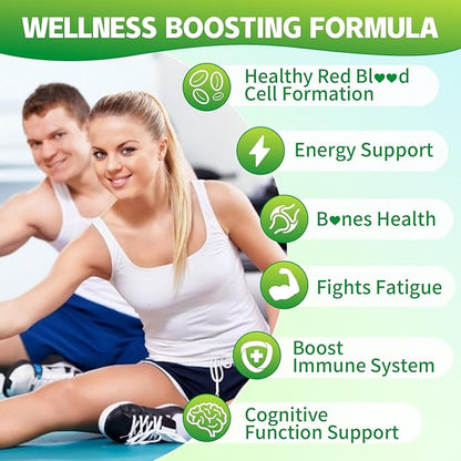 Iron Gummies for Women & Men, Iron Supplement Plus Calcium, Zinc, Folate & Vitamin B12, C, B6 - Energy Support, Immune Health, Pineapple Flavor, 60 Count