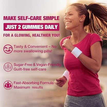 Sugar-Free Multi Collagen Gummies for Women & Men – Types I, II, III, V, X with Biotin, Vitamin C & Zinc for Hair, Skin & Nails | Strawberry Flavor | 60 Gummies