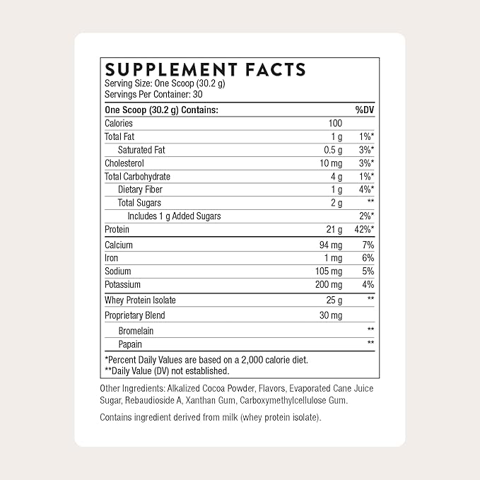 THORNE - Whey Protein Isolate - Balanced Amino Acids Profile with BCAAs - 21 Grams of Easy to Digest Whey Protein Powder - NSF Certified for Sport - Chocolate - Gluten & Soy-Free - 30 Servings