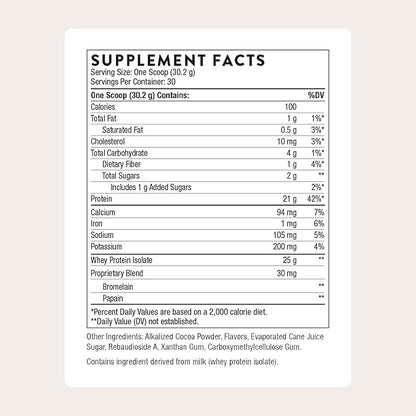 THORNE - Whey Protein Isolate - Balanced Amino Acids Profile with BCAAs - 21 Grams of Easy to Digest Whey Protein Powder - NSF Certified for Sport - Chocolate - Gluten & Soy-Free - 30 Servings