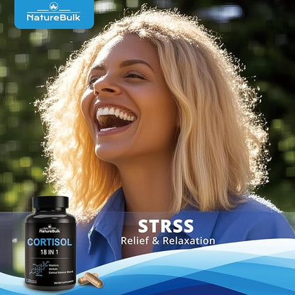 Cortisol Supplements for Women, 18-in-1 - Premium Blend with Ashwagandha, Rhodiola, Magnesium & L-Theanine - Stress Response Support & Mood Enhancement Formula - 120 Vegetarian Capsules
