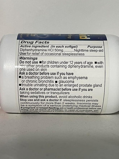 Sleep Aid, Diphenhydramine 50mg, Easy-to-Swallow Softgels, Supports Deeper Restful Sleeping, Non Habit-Forming (220 Counts)
