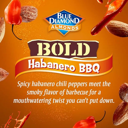 Blue Diamond Almonds Habanero BBQ Flavored Snack Nuts, 25 Oz Resealable Bag (Pack of 2)