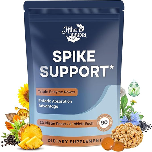 Spike Detox – Nattokinase Supplement 10,000 FU with Serrapeptase 18,000 SPU & Bromelain 800 GDU – 3-in-1 Systemic Multi-Enzyme Formula for Heart - 90 Tablets