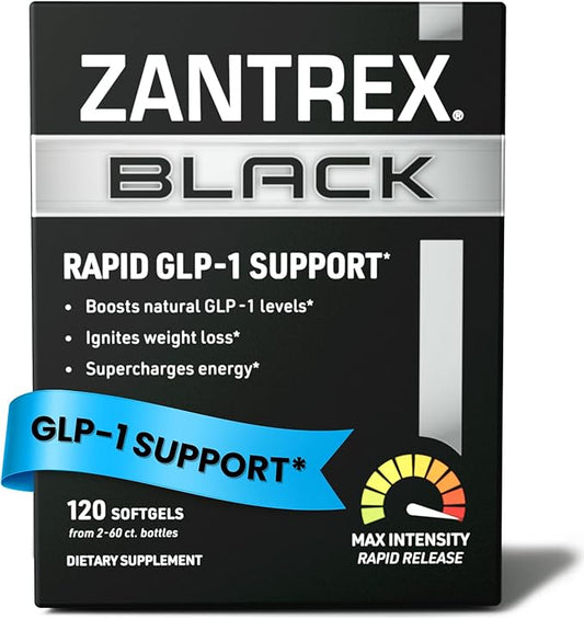 Zantrex Black – Naturally Boost GLP-1 & Metabolism Support | Thermogenic Energy, Weight Management Formula | 120 Count