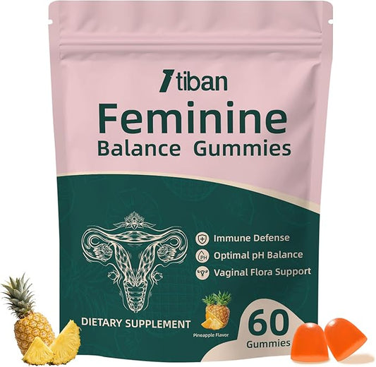 Women Gummies for pH Balance, Premium Feminine Vaginal Health Probiotics Her Gummy, Immune Support, Vegan, Gluten-Free, Pineapple Flavour 60 Gummies 30 Servings