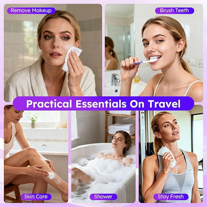 Travel Toiletries Personal Cleaning Bulk,Disposable Hygiene Kit Care Package Supplies, Women Toiletry Essentials Set Individually Wrapped for Camping, Hotel, Vacation, Homeless, Charity (11-in-1, 20)