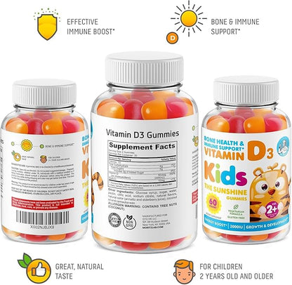 DR. MORITZ Vitamin D3 Gummies for Kids & Adults 2000 IU - High-Absorption Vitamin D Kids Gummies Supplements - Vegetarian, Immune Support D3 for Adults & Kids (60 Count)