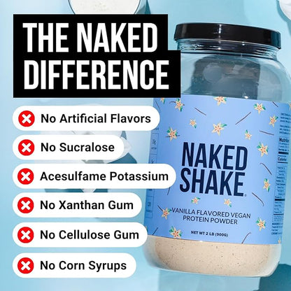 NAKED Shake - Vanilla Protein Powder - Plant Based Protein Shake with Mct Oil, Gluten-Free, Soy-Free, No Gmos Or Artificial Sweeteners - 30 Servings (Pack of 2)