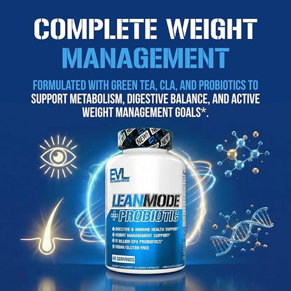 Evlution Nutrition Leanmode + Probiotic, Advanced Probiotic Capsule Supplement, 15 Billion CFUs per Serving, Digestive Support & Gut Health (40 Servings)