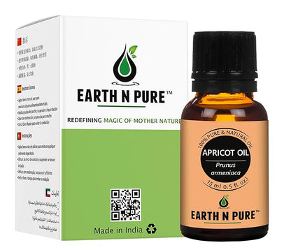 Earth N Pure Apricot Oil (Khumani Oil) Cold Pressed, Natural and Therapeutic Grade 15 ml
