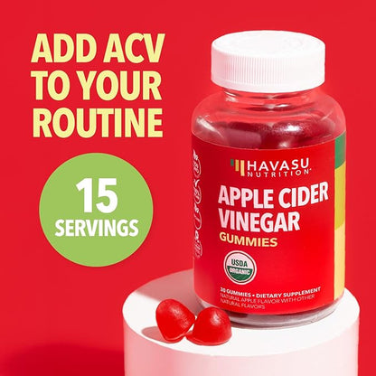 Apple Cider Vinegar Gummies - Organic ACV Vitamins for Digestive Health, Metabolism & Gut Support - 30 Count - Vegan, Non-GMO, Gluten-Free - Delicious Flavor & No Harsh Taste - 15 Day Supply