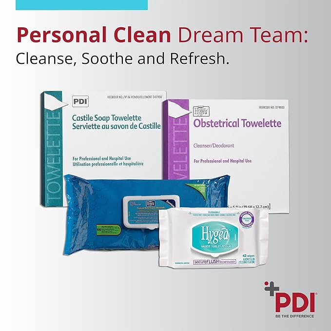 PDI Healthcare D41900 Castile Soap Wipe with Coconut Oil, Premoistened Facial Cleansing Towelette for Travel, 5 in x 7.7 in Size, Pack of 1000