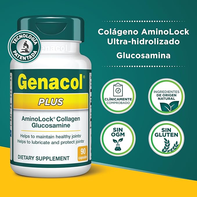 Genacol Plus – Glucosamine and Collagen Supplement, Ultra-Hydrolyzed Collagen Peptides, Eases Joint Movement, Maintains Cartilage, 90 Capsules (30-Day Supply)