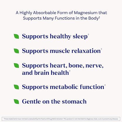 Natrol Magnesium Glycinate Supplements 240 mg - High Absorption - Calm Magnesium Glycinate for Sleep - 60 Capsules, 30 Day Supply