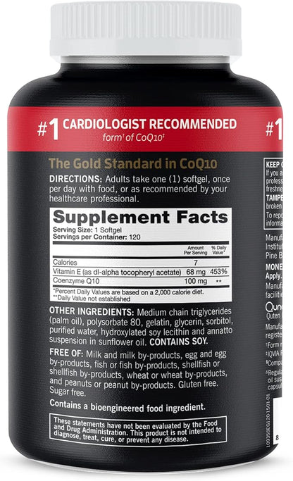 Qunol CoQ10 100mg Softgels, Qunol Ultra CoQ10 100mg, 3x Better Absorption, Antioxidant for Heart Health & Energy Production, Coenzyme Q10 Vitamins and Supplements, 120 Count (Pack of 24)