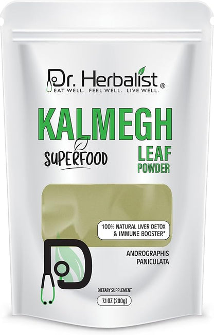 Dr. HERBALIST | Kalmegh (Andrographis) Powder - 7.05 OZ (200g) - Andrographis Paniculata - Bitter Herb for Immune Health