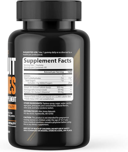 Shilajit Gummies – Men’s Daily Energy & Stamina Booster – Sharper Focus & Strength w/Ashwagandha for Men – Cellular Energy & Performance Supplement – 60 Count