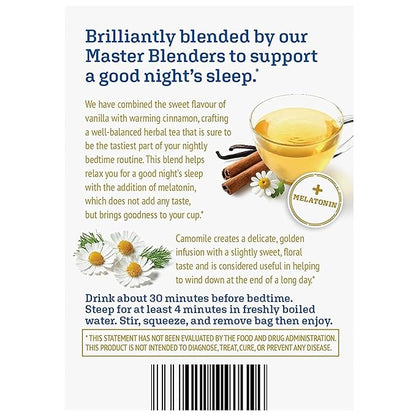 Twinings Superblends Sleep+ Herbal Tea with 1mg Melatonin Camomile, Cinnamon & Vanilla, Naturally Caffeine-Free, Enjoy Hot or Iced,16 Tea Bags (Pack of 2)