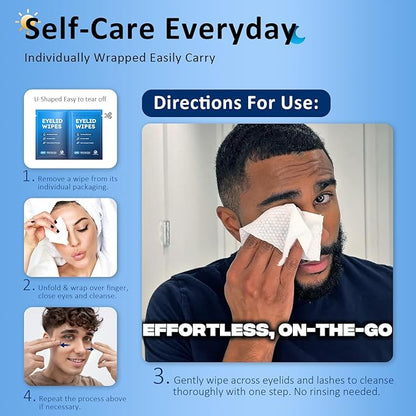 120-Pack Eyelid Cleansing Wipes for Itchy & Dry Eyes, Massive Value Family Size, Soothing for Sensitive Eyes, Gentle Eye Wipes for Styes & Blepharitis,Tea Tree Oil for Daily Eye Comfort, Pack of 2